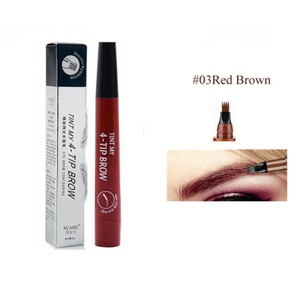 4D Microblading Eyebrow Pen 4 Forks Tip Eyebrow Tattoo Pencil Long Lasting Fine Sketch Liquid Eye Brow Make Up - Reverse Beauty®
