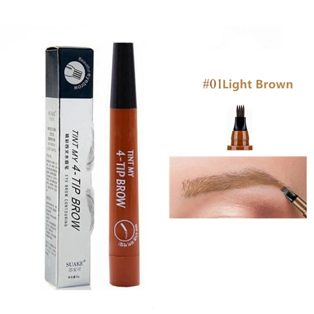 4D Microblading Eyebrow Pen 4 Forks Tip Eyebrow Tattoo Pencil Long Lasting Fine Sketch Liquid Eye Brow Make Up - Reverse Beauty®