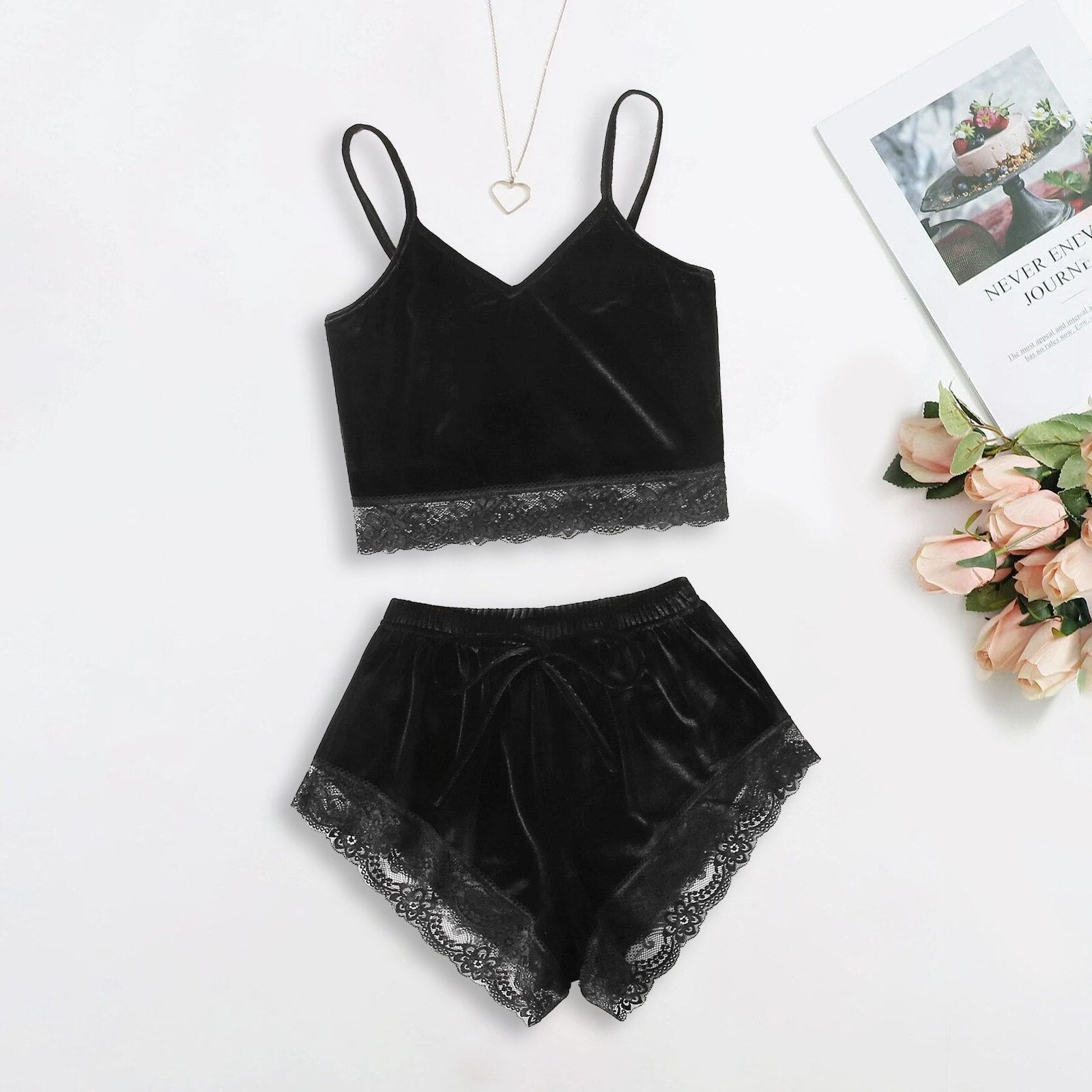 Moon & Black - Lace Cotton Pajama Sets - Reverse Beauty®