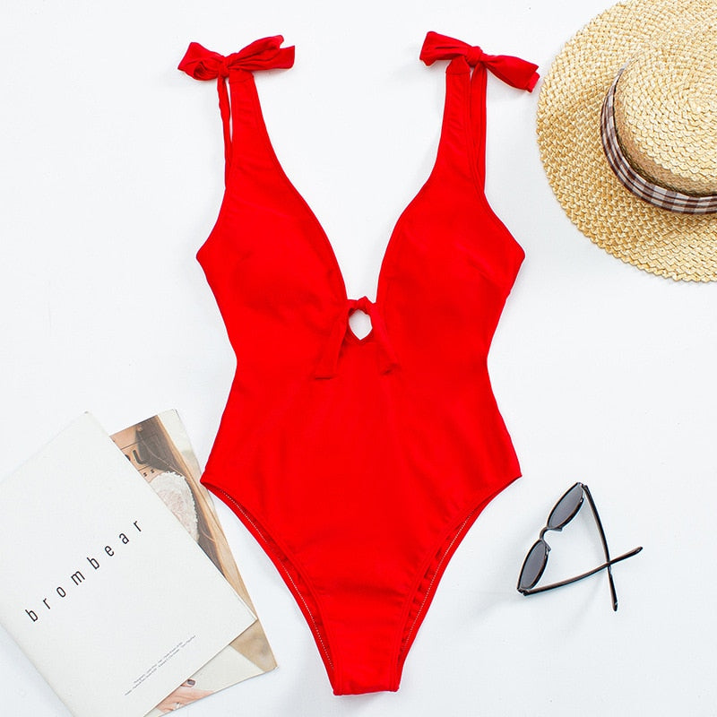 Vintage Love: Black Tie Shoulder Swimsuit - Reverse Beauty®