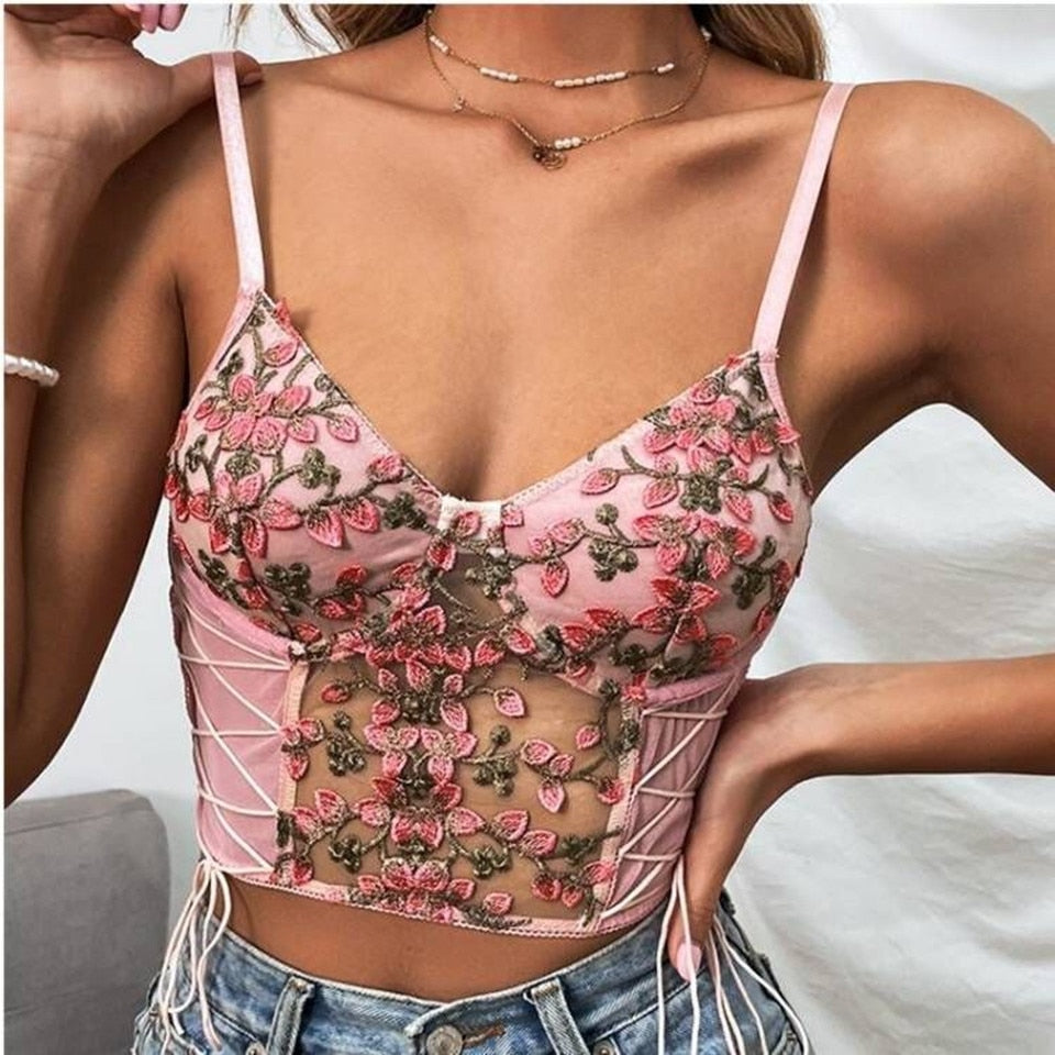 Floral Bandage Lace Embroidery Corset - Reverse Beauty®