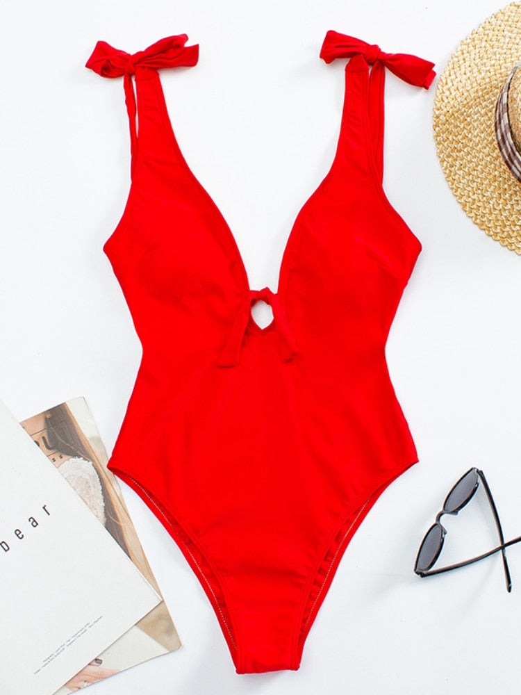 Vintage Love: Black Tie Shoulder Swimsuit - Reverse Beauty®