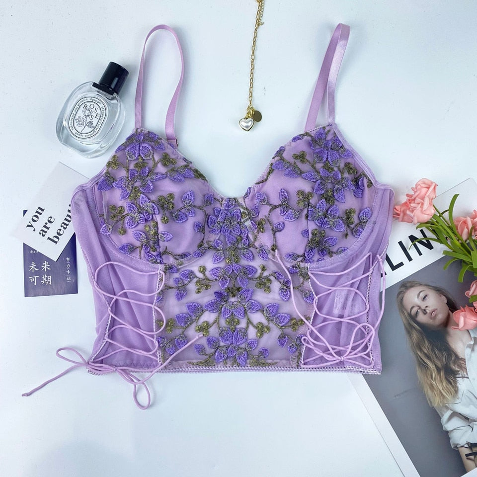 Floral Bandage Lace Embroidery Corset - Reverse Beauty®