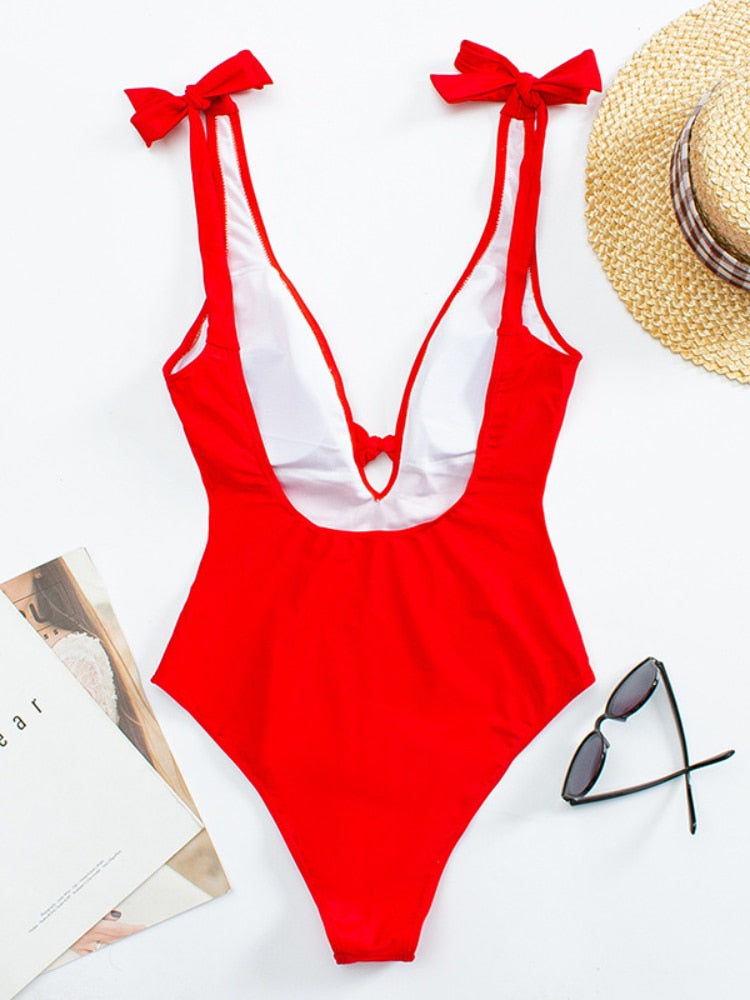 Vintage Love: Black Tie Shoulder Swimsuit - Reverse Beauty®