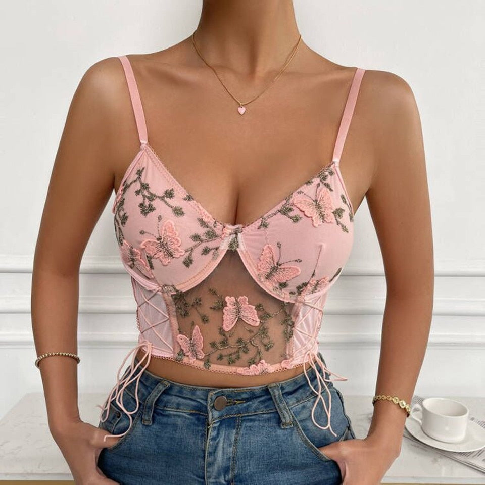 Floral Bandage Lace Embroidery Corset - Reverse Beauty®