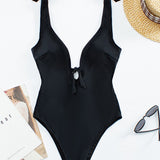 Vintage Love: Black Tie Shoulder Swimsuit - Reverse Beauty®