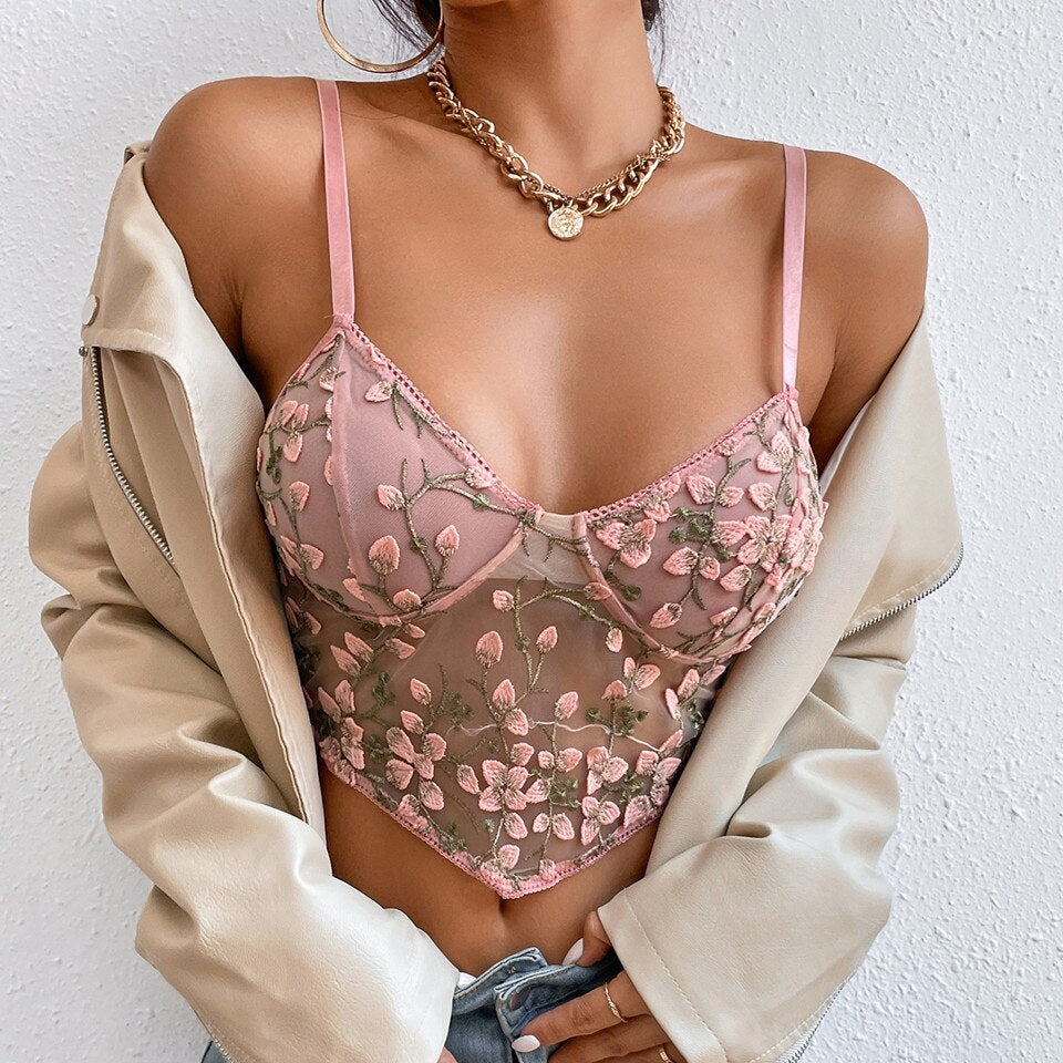 Floral Bandage Lace Embroidery Corset - Reverse Beauty®